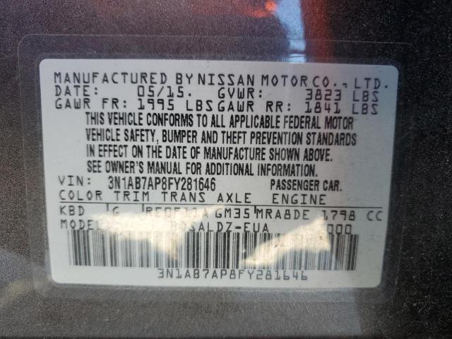 Photo 11 VIN: 3N1AB7AP8FY281646 - NISSAN SENTRA 