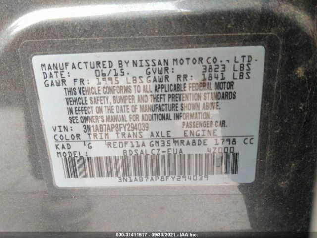 Photo 8 VIN: 3N1AB7AP8FY294039 - NISSAN SENTRA 