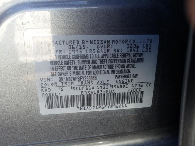 Photo 9 VIN: 3N1AB7AP8FY298866 - NISSAN SENTRA S 