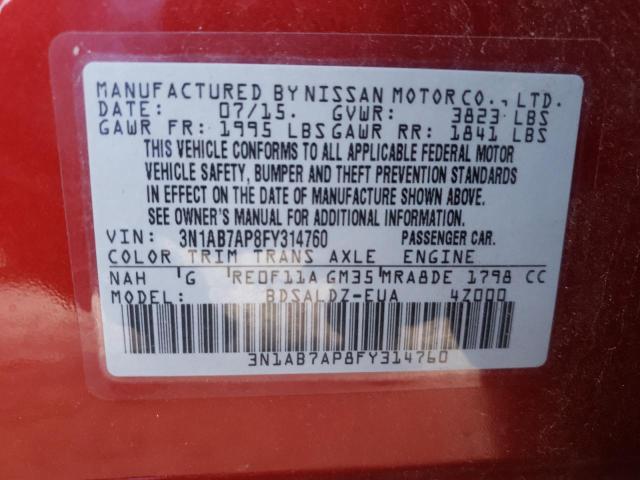 Photo 9 VIN: 3N1AB7AP8FY314760 - NISSAN SENTRA S 