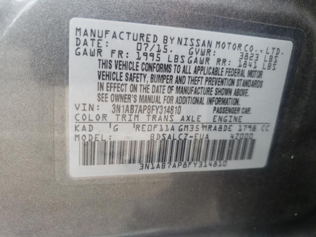 Photo 9 VIN: 3N1AB7AP8FY314810 - NISSAN SENTRA S 