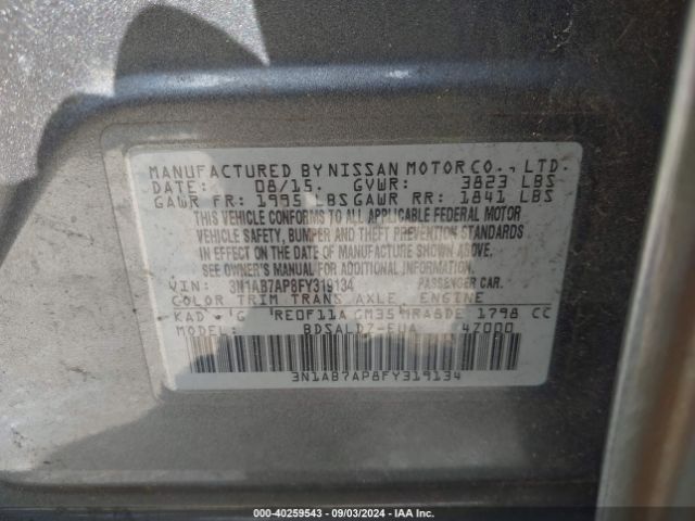 Photo 8 VIN: 3N1AB7AP8FY319134 - NISSAN SENTRA 