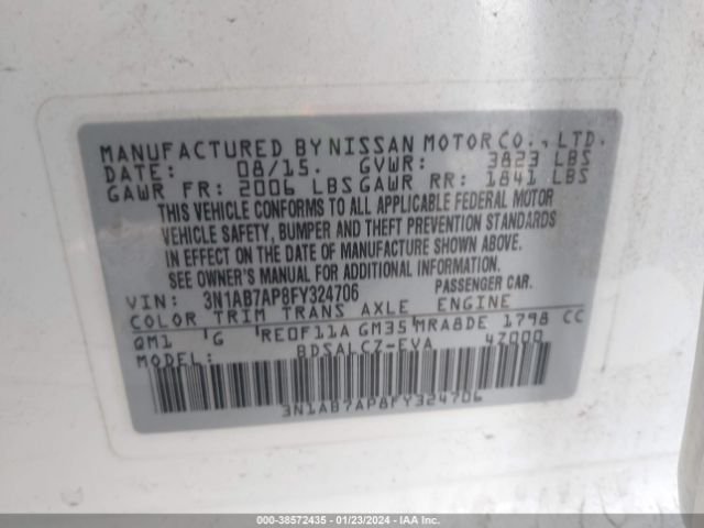 Photo 8 VIN: 3N1AB7AP8FY324706 - NISSAN SENTRA 