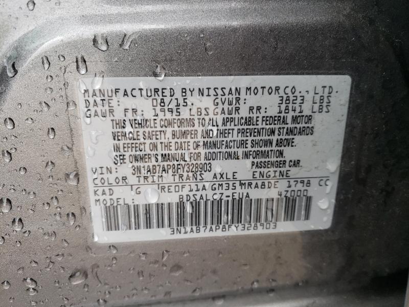 Photo 9 VIN: 3N1AB7AP8FY328903 - NISSAN SENTRA S 