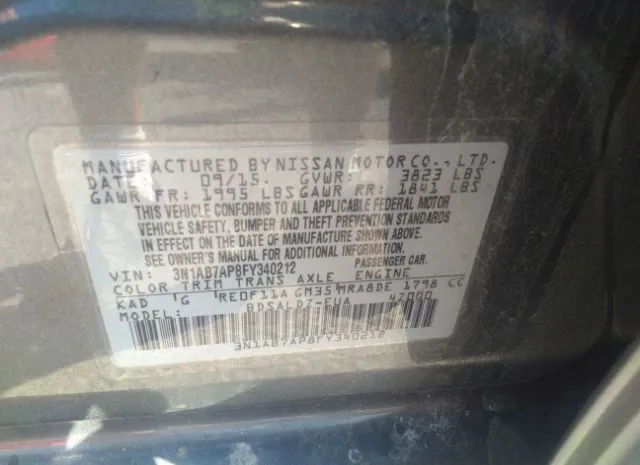 Photo 8 VIN: 3N1AB7AP8FY340212 - NISSAN SENTRA 