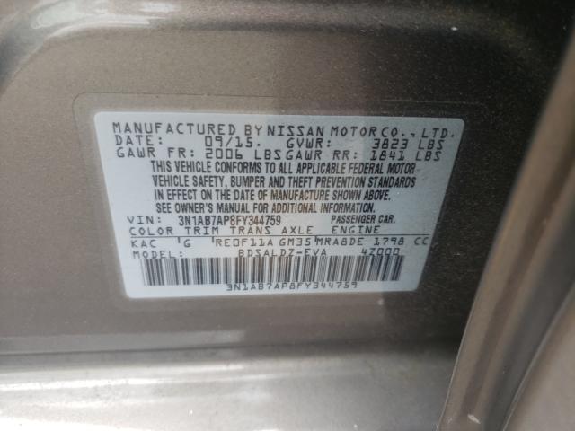 Photo 9 VIN: 3N1AB7AP8FY344759 - NISSAN SENTRA S 