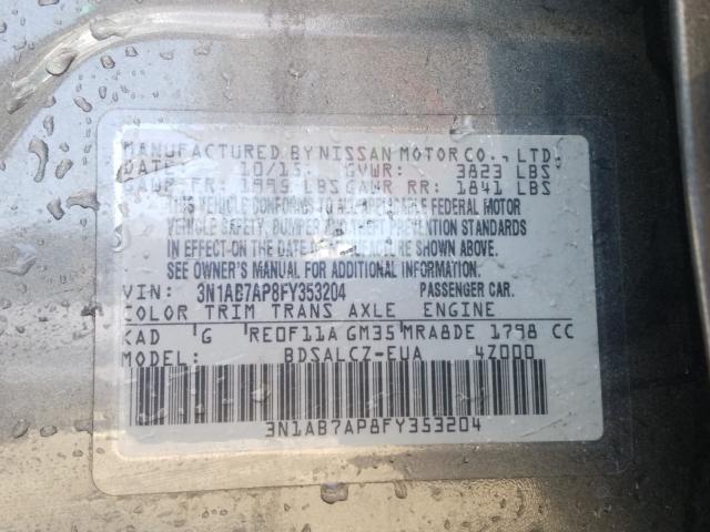 Photo 9 VIN: 3N1AB7AP8FY353204 - NISSAN SENTRA S 