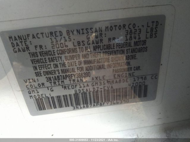 Photo 8 VIN: 3N1AB7AP8FY366390 - NISSAN SENTRA 