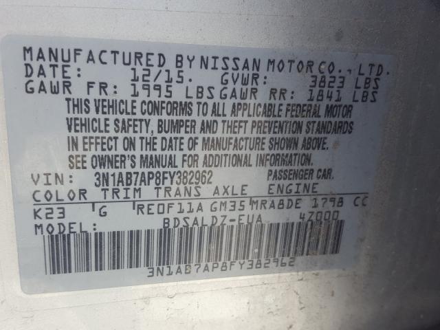 Photo 9 VIN: 3N1AB7AP8FY382962 - NISSAN SENTRA S 