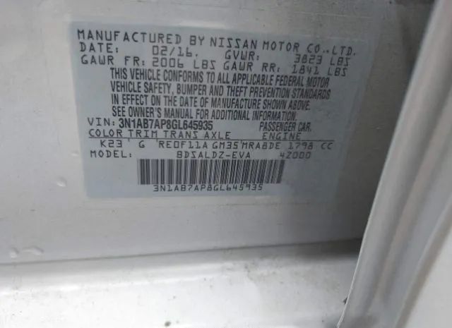 Photo 8 VIN: 3N1AB7AP8GL645935 - NISSAN SENTRA 