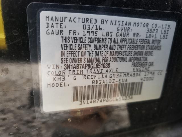 Photo 9 VIN: 3N1AB7AP8GL651038 - NISSAN SENTRA S 