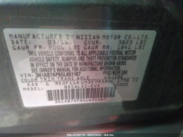 Photo 8 VIN: 3N1AB7AP8GL651167 - NISSAN SENTRA 