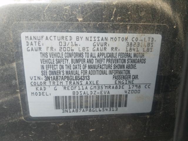 Photo 9 VIN: 3N1AB7AP8GL654313 - NISSAN SENTRA S 