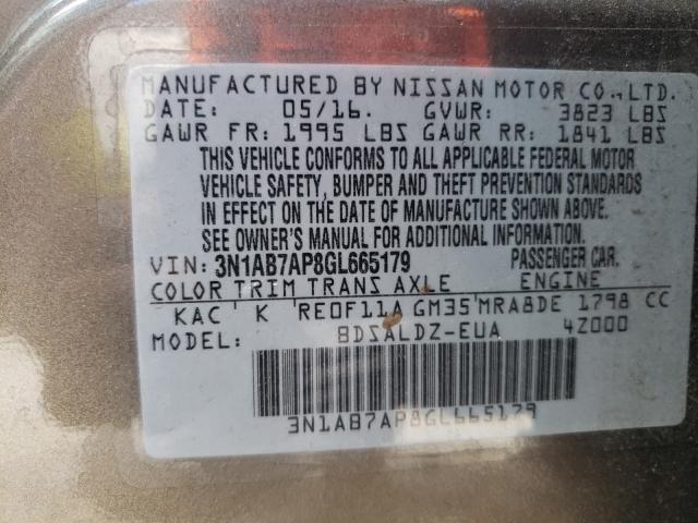 Photo 9 VIN: 3N1AB7AP8GL665179 - NISSAN SENTRA S 