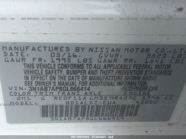 Photo 8 VIN: 3N1AB7AP8GL666414 - NISSAN SENTRA 