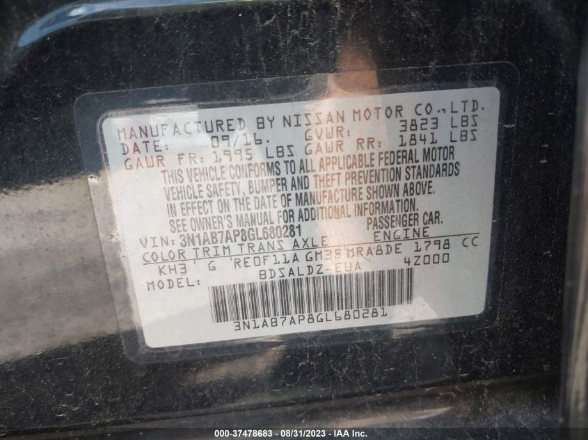 Photo 8 VIN: 3N1AB7AP8GL680281 - NISSAN SENTRA 