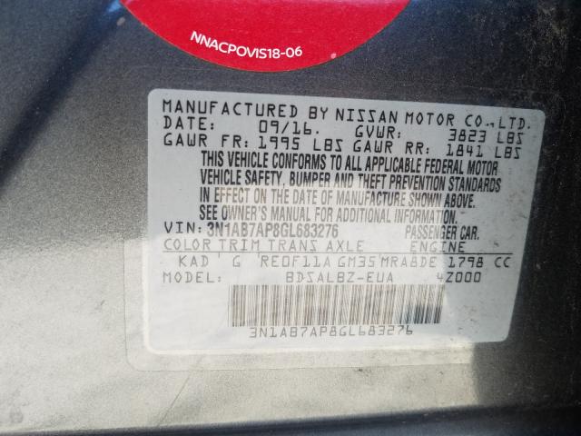 Photo 9 VIN: 3N1AB7AP8GL683276 - NISSAN SENTRA S 