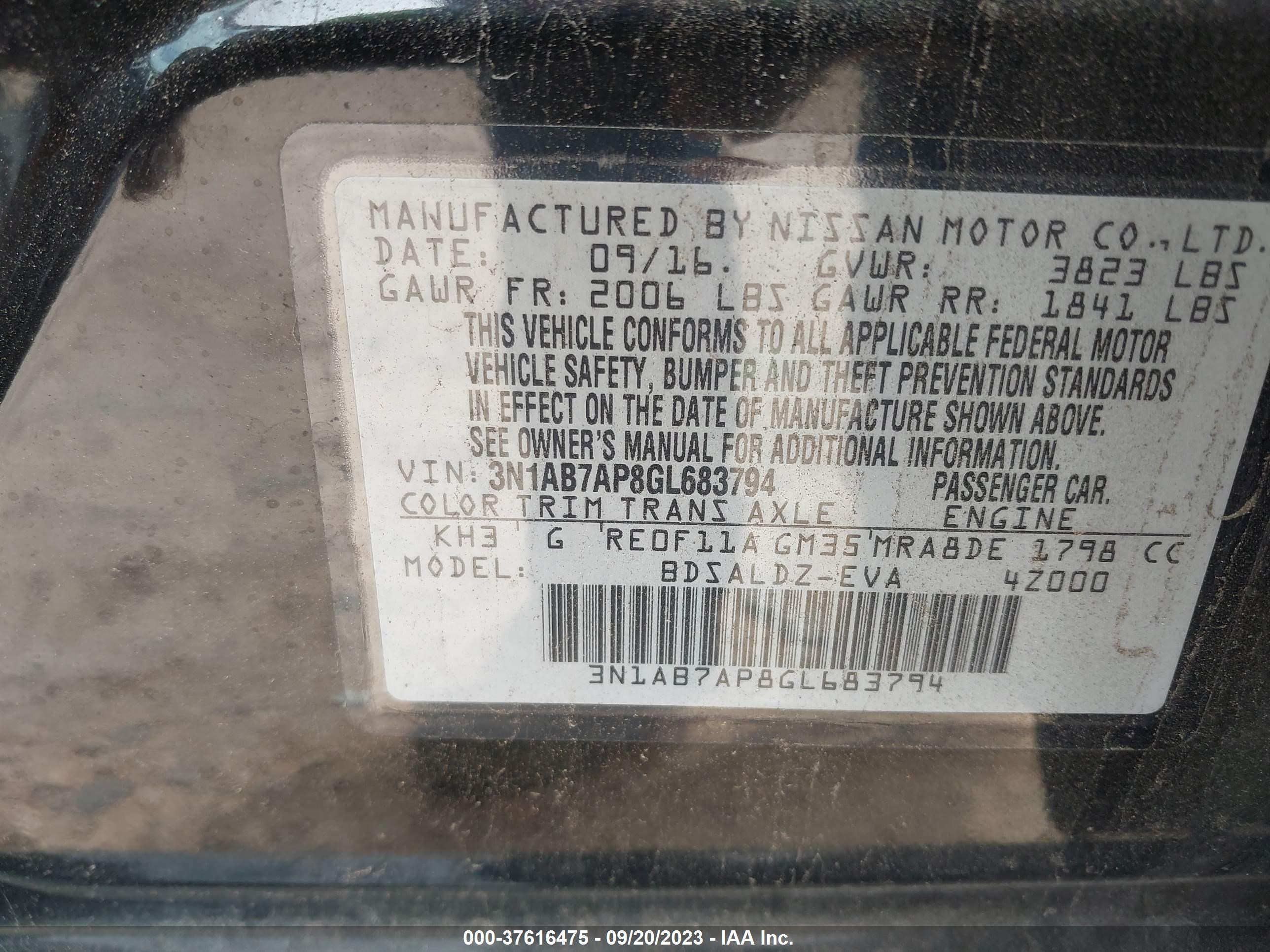 Photo 8 VIN: 3N1AB7AP8GL683794 - NISSAN SENTRA 