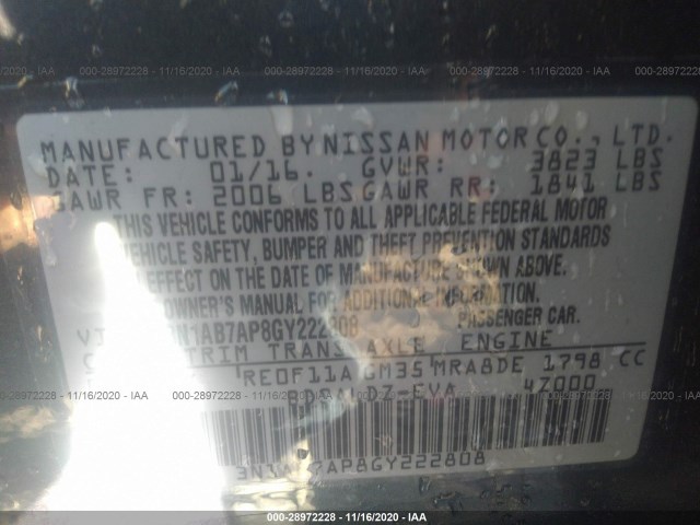 Photo 8 VIN: 3N1AB7AP8GY222808 - NISSAN SENTRA 