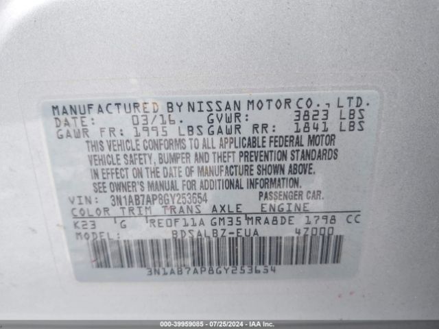 Photo 8 VIN: 3N1AB7AP8GY253654 - NISSAN SENTRA 