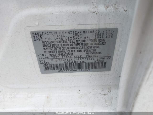 Photo 8 VIN: 3N1AB7AP8GY254464 - NISSAN SENTRA 