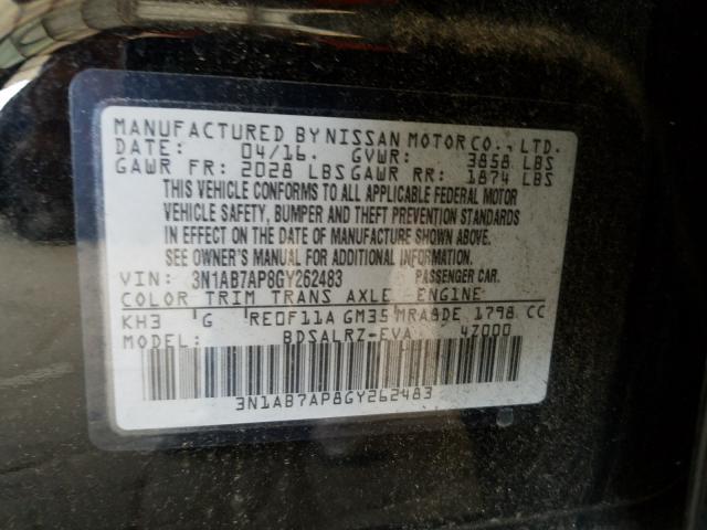 Photo 9 VIN: 3N1AB7AP8GY262483 - NISSAN SENTRA S 