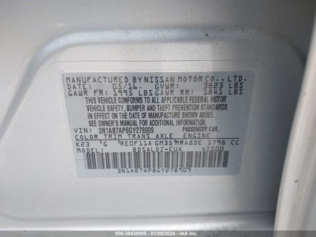 Photo 8 VIN: 3N1AB7AP8GY278909 - NISSAN SENTRA 