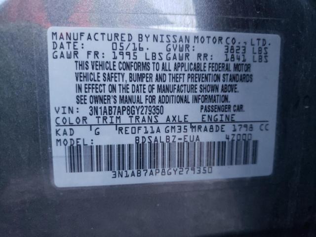 Photo 9 VIN: 3N1AB7AP8GY279350 - NISSAN SENTRA S 