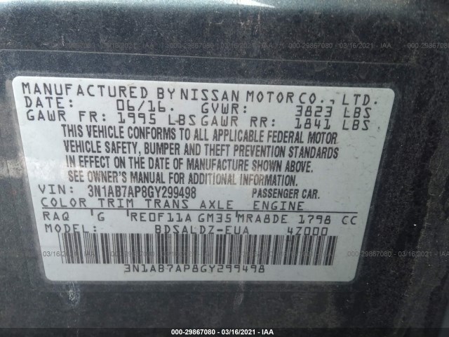 Photo 8 VIN: 3N1AB7AP8GY299498 - NISSAN SENTRA 