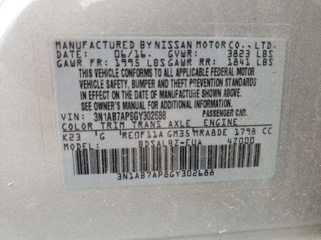 Photo 9 VIN: 3N1AB7AP8GY302688 - NISSAN SENTRA S 