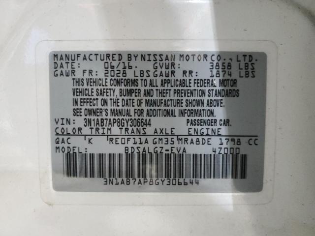 Photo 11 VIN: 3N1AB7AP8GY306644 - NISSAN SENTRA S 