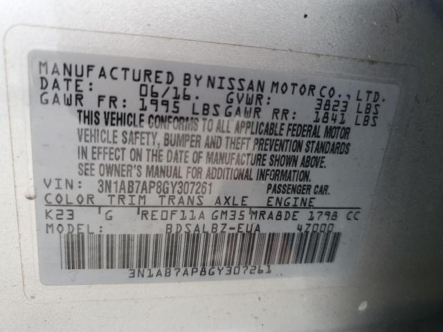 Photo 12 VIN: 3N1AB7AP8GY307261 - NISSAN SENTRA S 