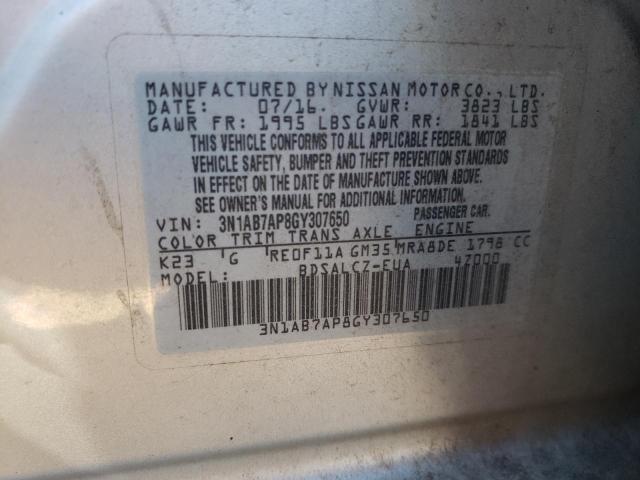 Photo 11 VIN: 3N1AB7AP8GY307650 - NISSAN SENTRA S 