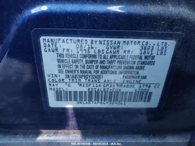 Photo 8 VIN: 3N1AB7AP8GY324061 - NISSAN SENTRA 