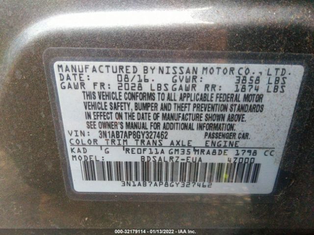 Photo 8 VIN: 3N1AB7AP8GY327462 - NISSAN SENTRA 