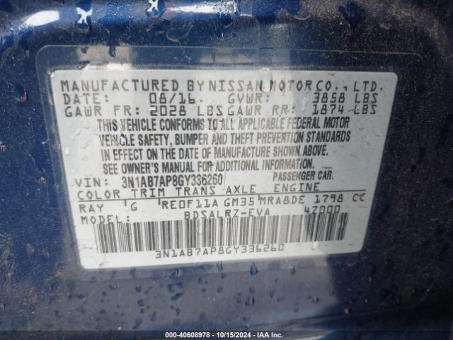 Photo 8 VIN: 3N1AB7AP8GY336260 - NISSAN SENTRA 