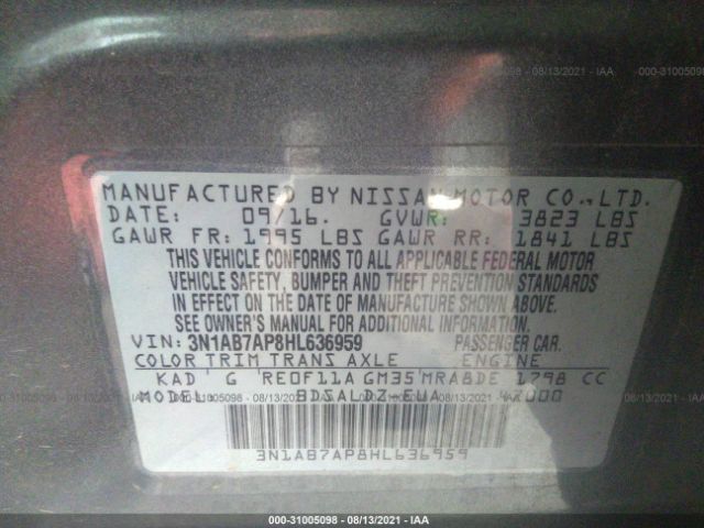 Photo 8 VIN: 3N1AB7AP8HL636959 - NISSAN SENTRA 