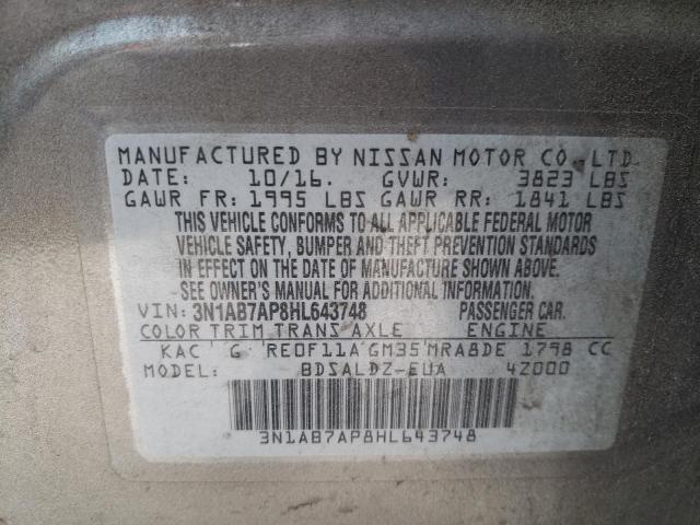 Photo 12 VIN: 3N1AB7AP8HL643748 - NISSAN SENTRA S 