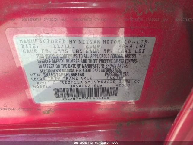 Photo 8 VIN: 3N1AB7AP8HL656158 - NISSAN SENTRA 