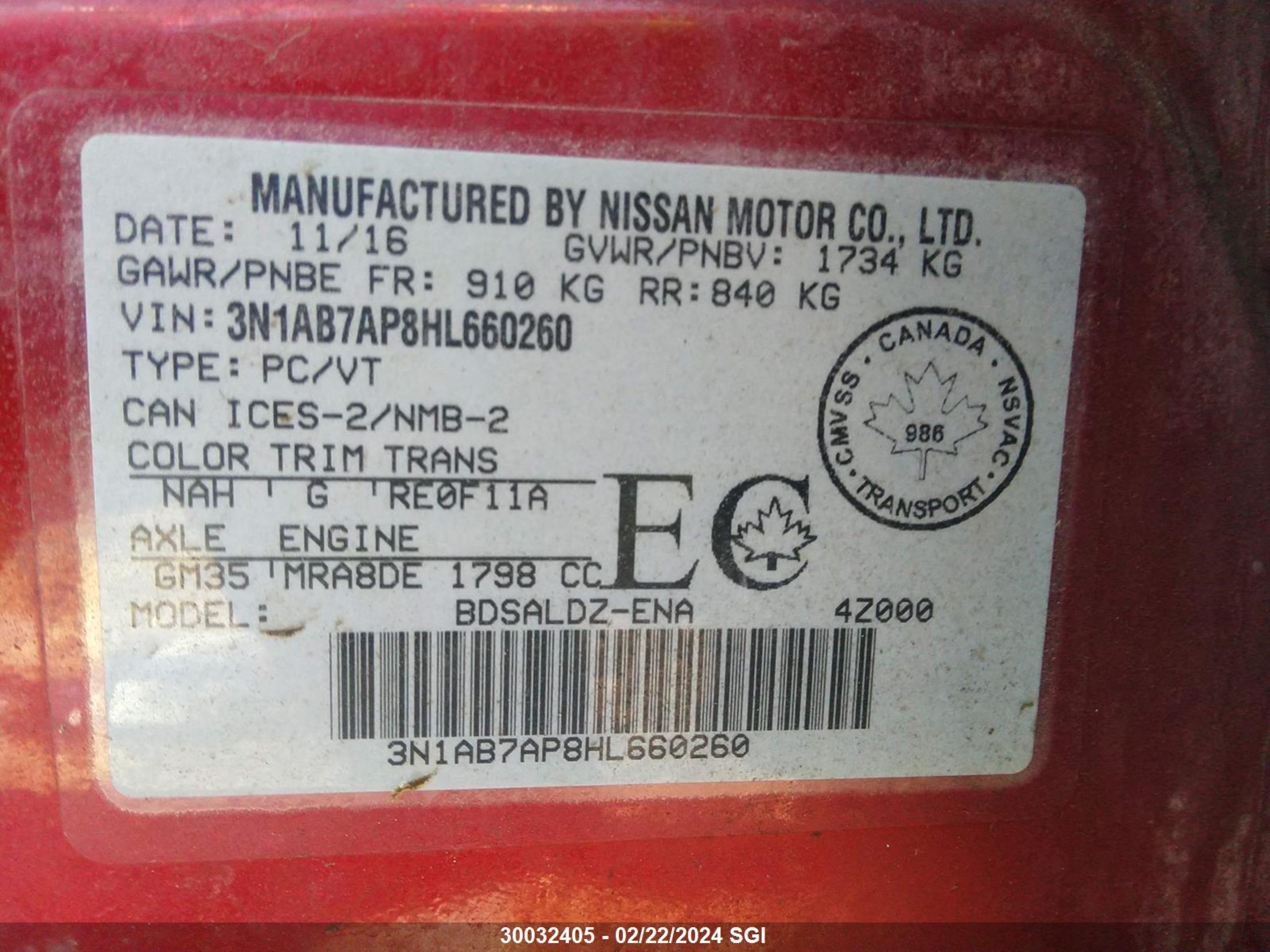 Photo 8 VIN: 3N1AB7AP8HL660260 - NISSAN SENTRA 