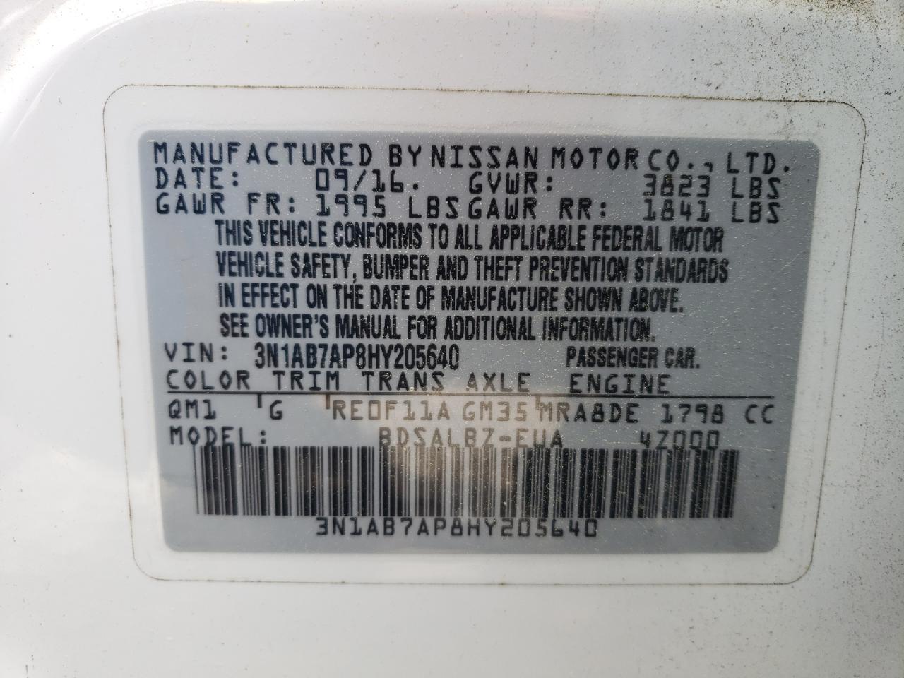 Photo 11 VIN: 3N1AB7AP8HY205640 - NISSAN SENTRA 