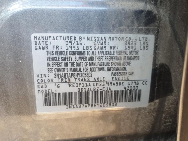 Photo 9 VIN: 3N1AB7AP8HY205802 - NISSAN SENTRA S 