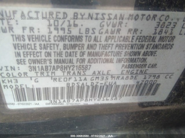 Photo 8 VIN: 3N1AB7AP8HY216587 - NISSAN SENTRA 