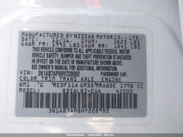 Photo 8 VIN: 3N1AB7AP8HY228982 - NISSAN SENTRA 