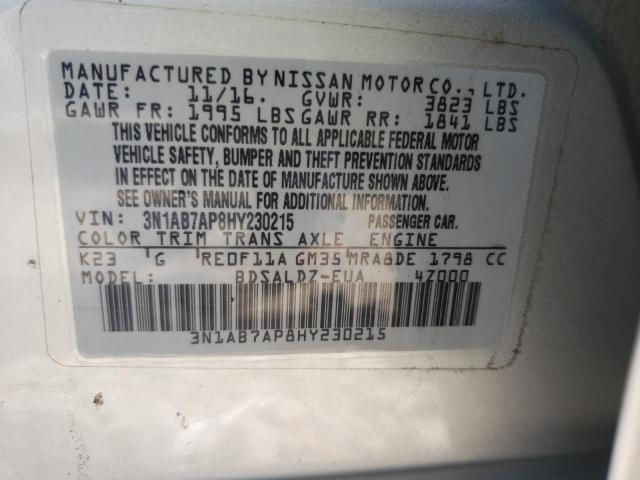 Photo 9 VIN: 3N1AB7AP8HY230215 - NISSAN SENTRA S 