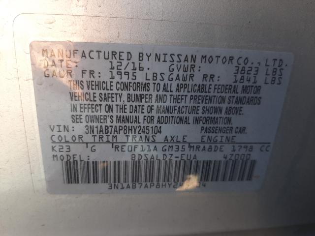 Photo 9 VIN: 3N1AB7AP8HY245104 - NISSAN SENTRA S 