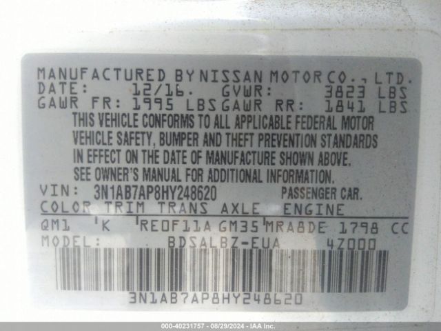 Photo 8 VIN: 3N1AB7AP8HY248620 - NISSAN SENTRA 