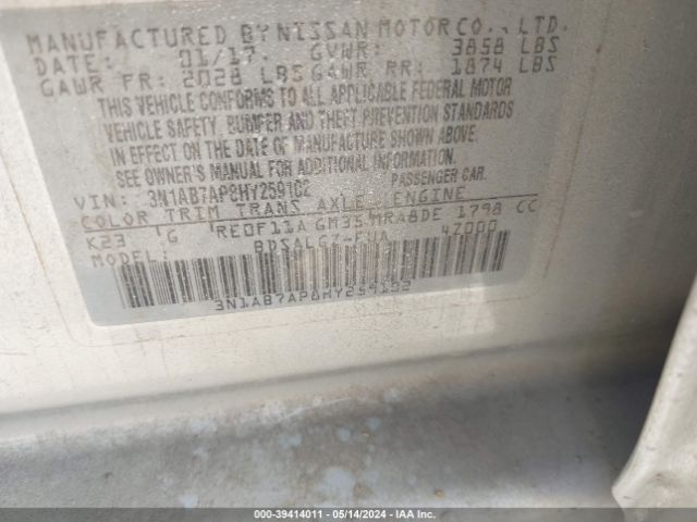 Photo 8 VIN: 3N1AB7AP8HY259102 - NISSAN SENTRA 