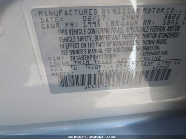 Photo 8 VIN: 3N1AB7AP8HY270004 - NISSAN SENTRA 