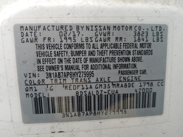 Photo 9 VIN: 3N1AB7AP8HY279995 - NISSAN SENTRA S 